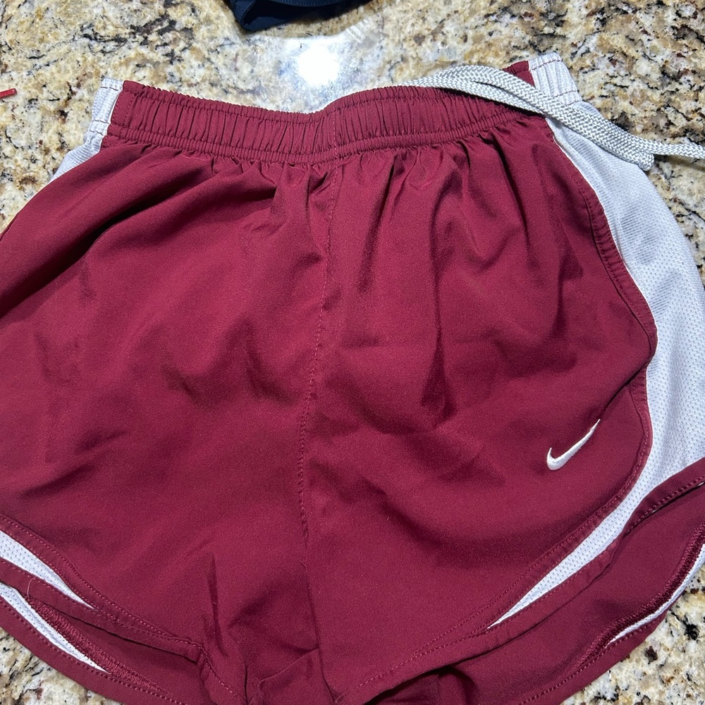 Nike Burgundy Athletic Shorts with White Panels